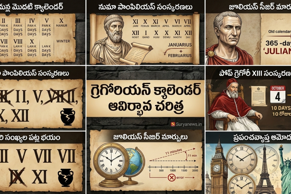 గ్రెగోరియన్ క్యాలెండర్ ఆవిర్భావ చరిత్ర ఇన్ఫోగ్రాఫిక్.