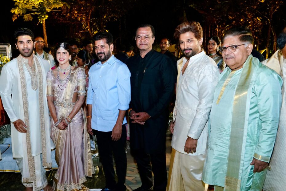 అల్లు శిరీష్ పెళ్లిలో సీఎం రేవంత్ రెడ్డి మరియు మంత్రి కోమటిరెడ్డి వెంకట్ రెడ్డి