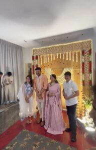 Bellamkonda Srinivas and Kavya Reddy engagement photos with Samantha and Samyuktha Menon