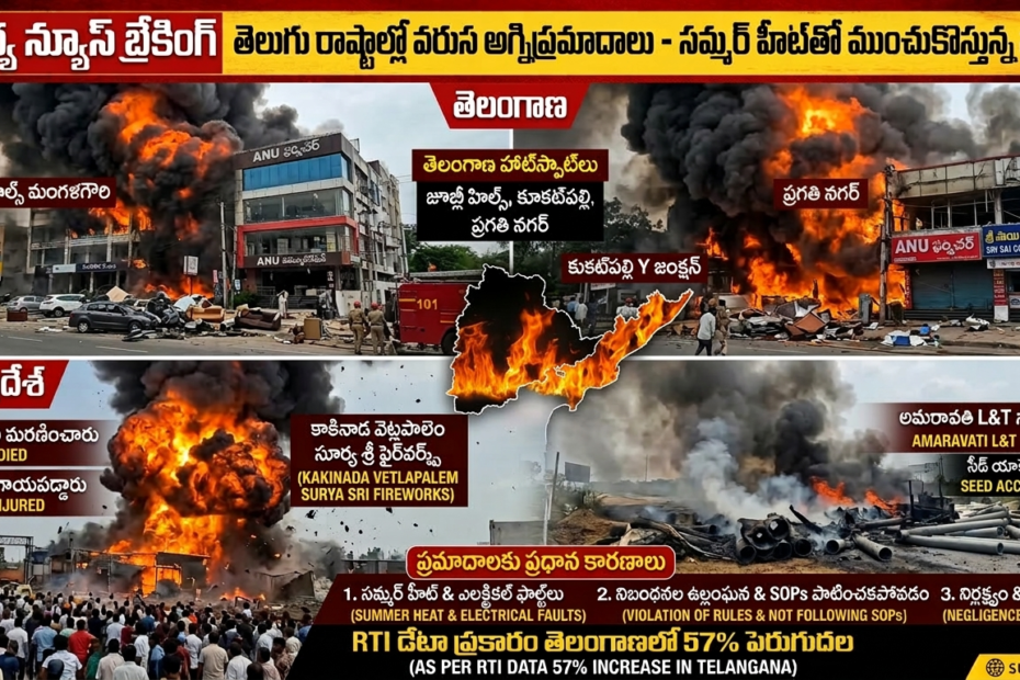 తెలుగు రాష్ట్రాల్లో అగ్నిప్రమాదాల గ్రాఫిక్ ఇమేజ్ - సూర్య న్యూస్