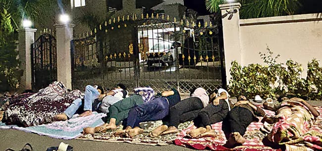 RGUKT Basar students sleeping on the road protesting in front of VC residence at night for better medical facilities