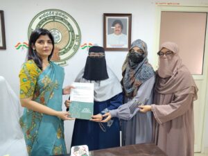 AP State Women's Commission Chairperson Dr. Sailaja Rayapati meeting Girls Islamic Organization (GIO) representatives.