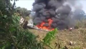 Colombia military transport plane crash site
