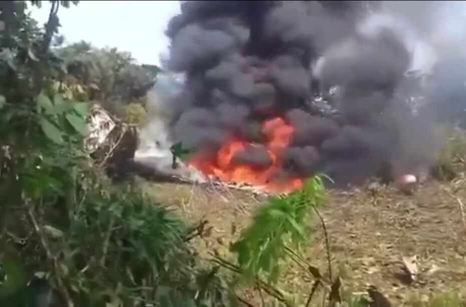 Colombia military transport plane crash site