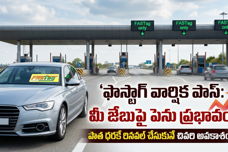 FASTag symbol over a background of cars