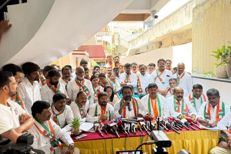 Congress leaders press meet on Patancheru MLA