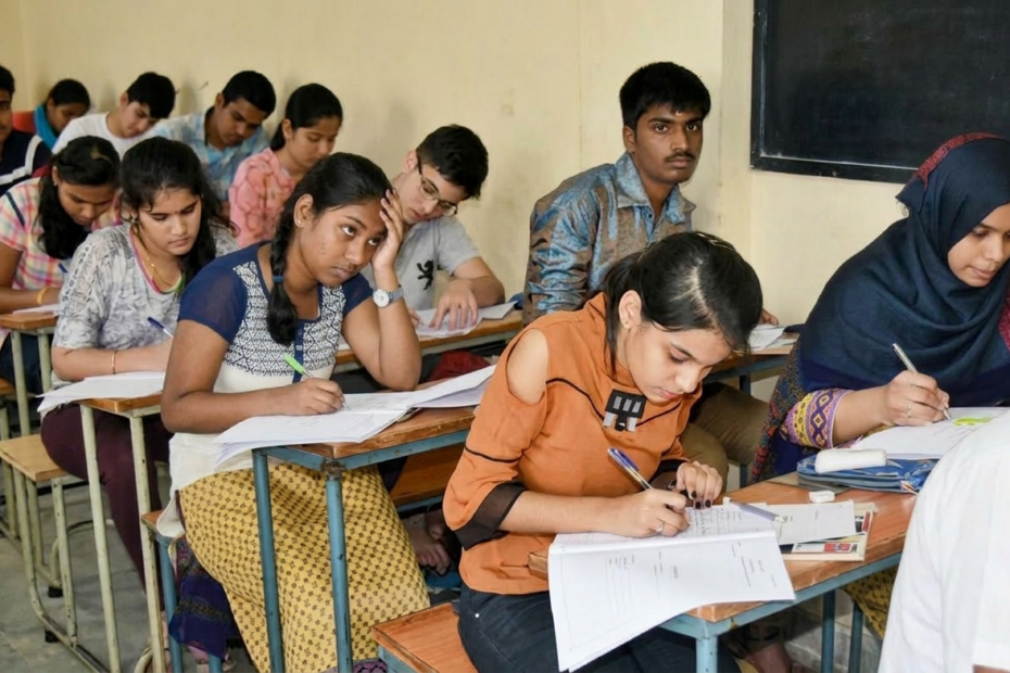 పరీక్ష రాస్తున్న పదో తరగతి విద్యార్థులు