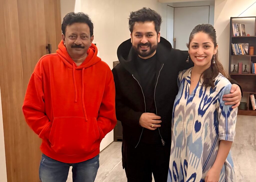 Director Ram Gopal Varma with Aditya Dhar and Yami Gautam