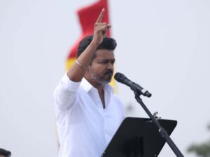 Actor and TVK President Vijay speaking at Women's Day event about personal life