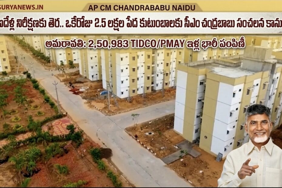AP CM Chandrababu Naidu inaugurating TIDCO houses for poor people in Naidupeta.