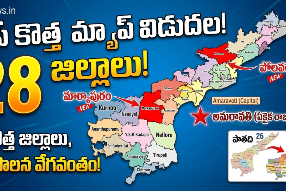 Andhra Pradesh New Map 2026 with 28 Districts and Amaravati as Capital