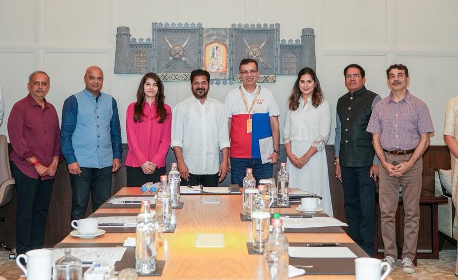 CM Revanth Reddy meeting with Sanjiv Goenka, Upasana Konidela and Kaviya Maran.