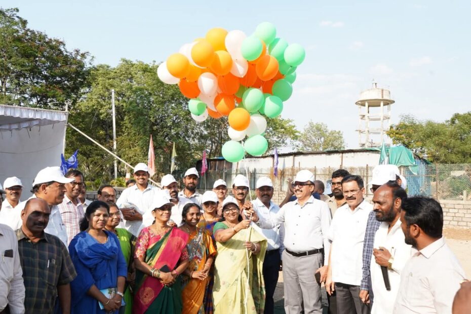 Prof G Pushpa Chakrapani starting sports meet at BRAOU Hyderabad