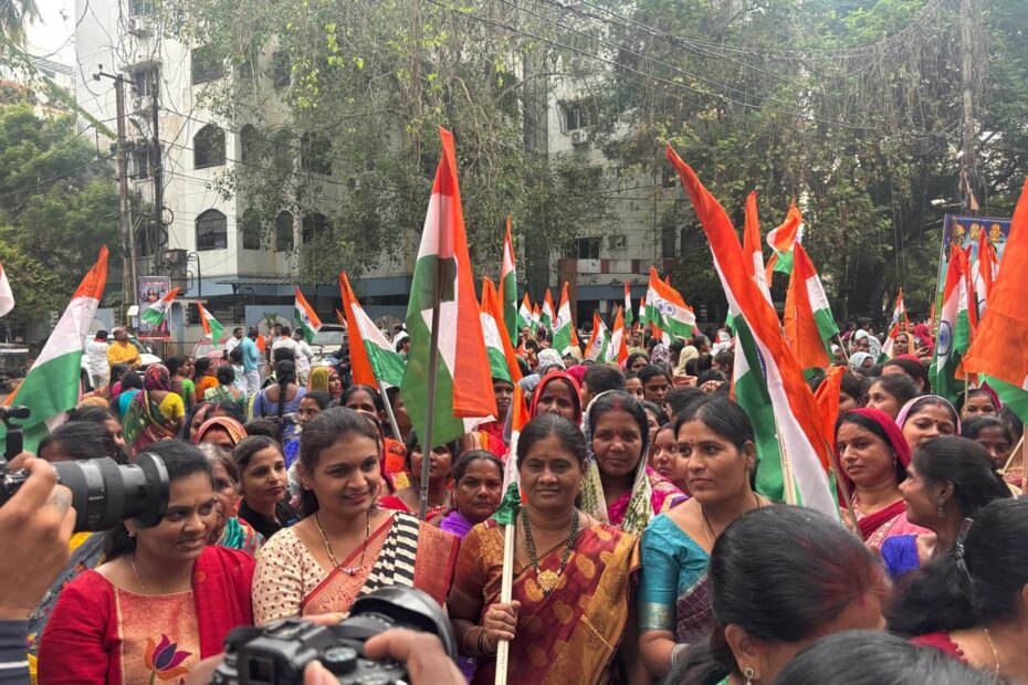 BJP Mahila Agraha Rally in Hyderabad featuring Bhargavi Reddy and Kasani Santosh.