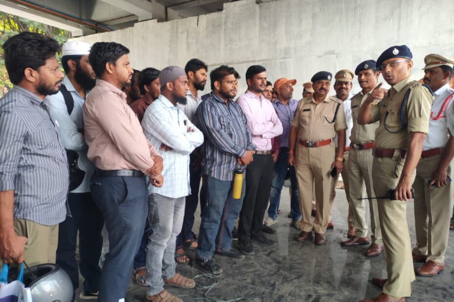 Saifabad Traffic Police counseling violators at Telangana Talli Junction Hyderabad.