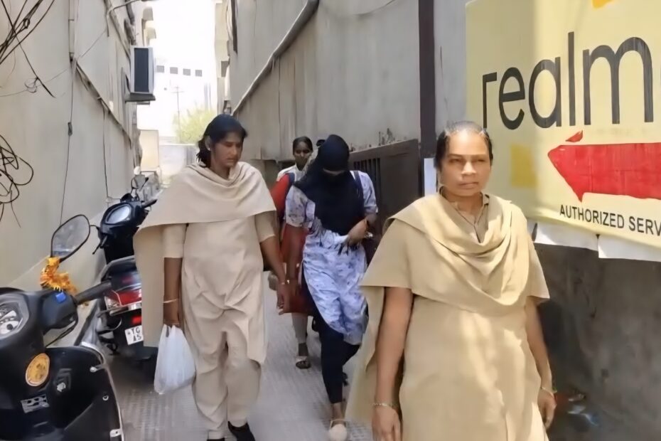 Police raid on an apartment in Mahabubnagar.