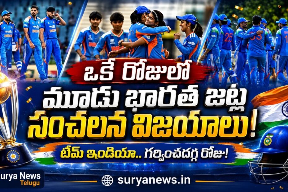 భారత క్రికెట్ జట్ల అద్భుత విజయాల సంబరాలు (Team India Triple Victory Celebrations)