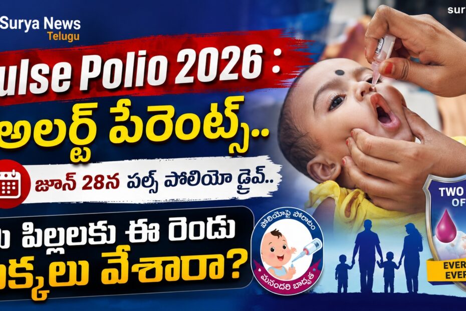 Pulse Polio 2026 Telangana poster details in Telugu - పల్స్ పోలియో 2026 పోస్టర్