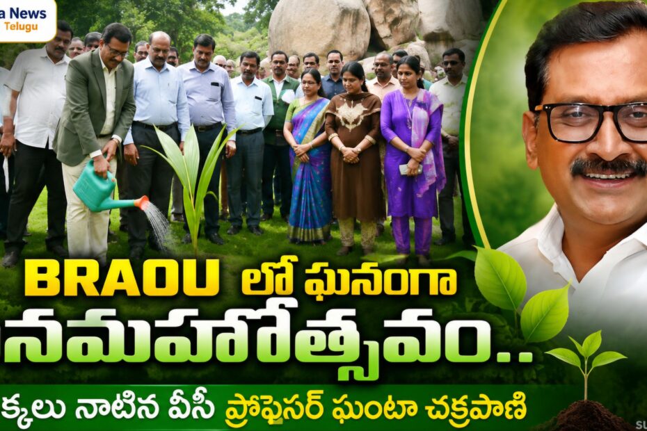 BRAOU VC Prof Ghanta Chakrapani planting a sapling at Vanamahotsavam 2026