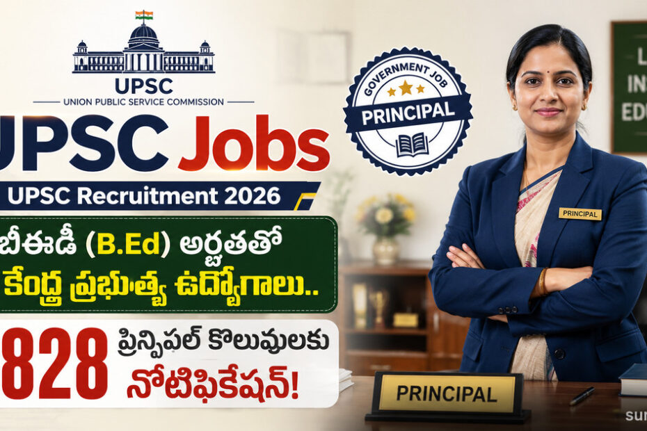 UPSC Recruitment 2026 Notification for 828 Principal Posts in Telugu