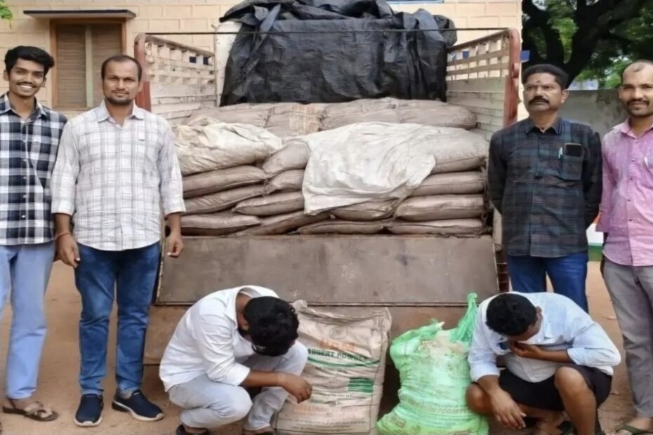 Excise officials seized illegal jaggery and alum worth 2.50 lakhs in Hyderabad