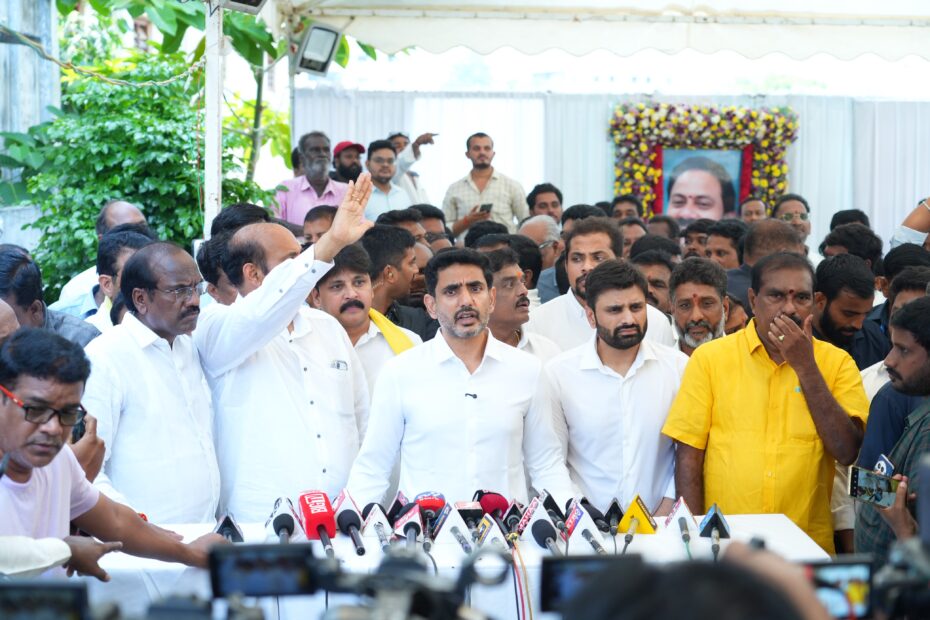 Nara Lokesh and Putta Mahesh Kumar at Alla Nani Funeral